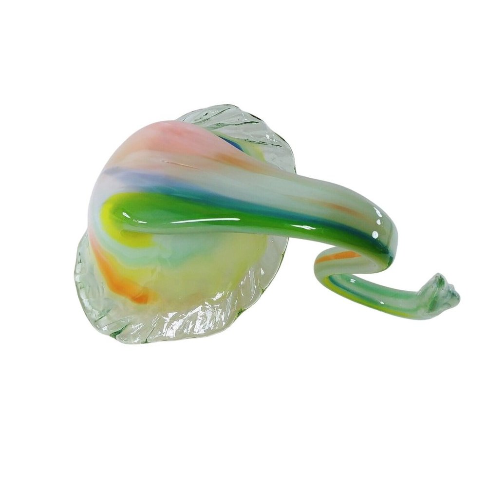Art Glass Swan Hand Blown Bowl Floral Candy Dish Centerpiece Artisan Made - Picture 6 of 9